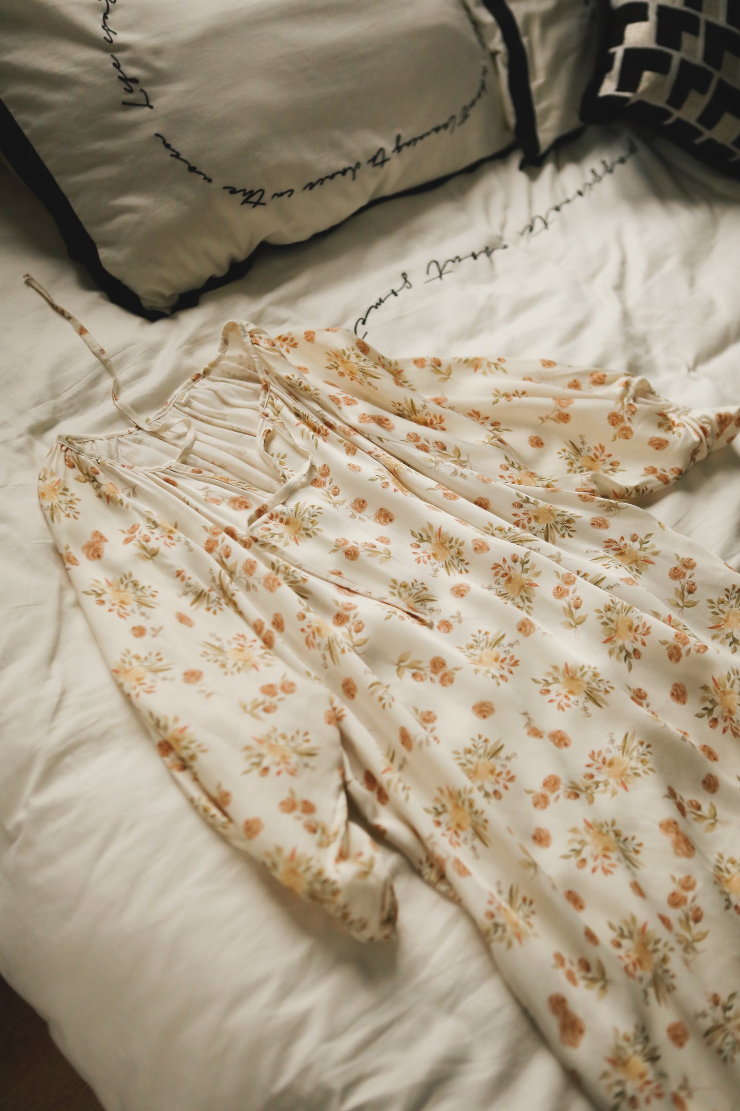 Fall color flora nightie, Fall loungewear, Soft and comfy Gown, Cottagecore dress, Cozy PJS, Unique gift