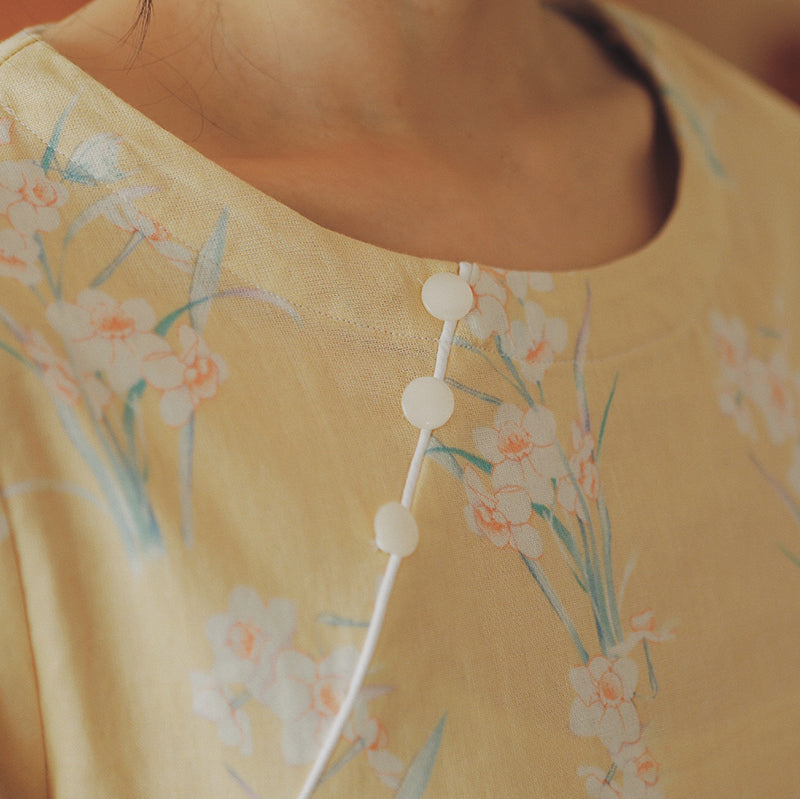 Elegant flora Kimono PJS, Vintage Cotton pyjama set, Traditional Cozy sleepwear, Yellow Kimono loungewear