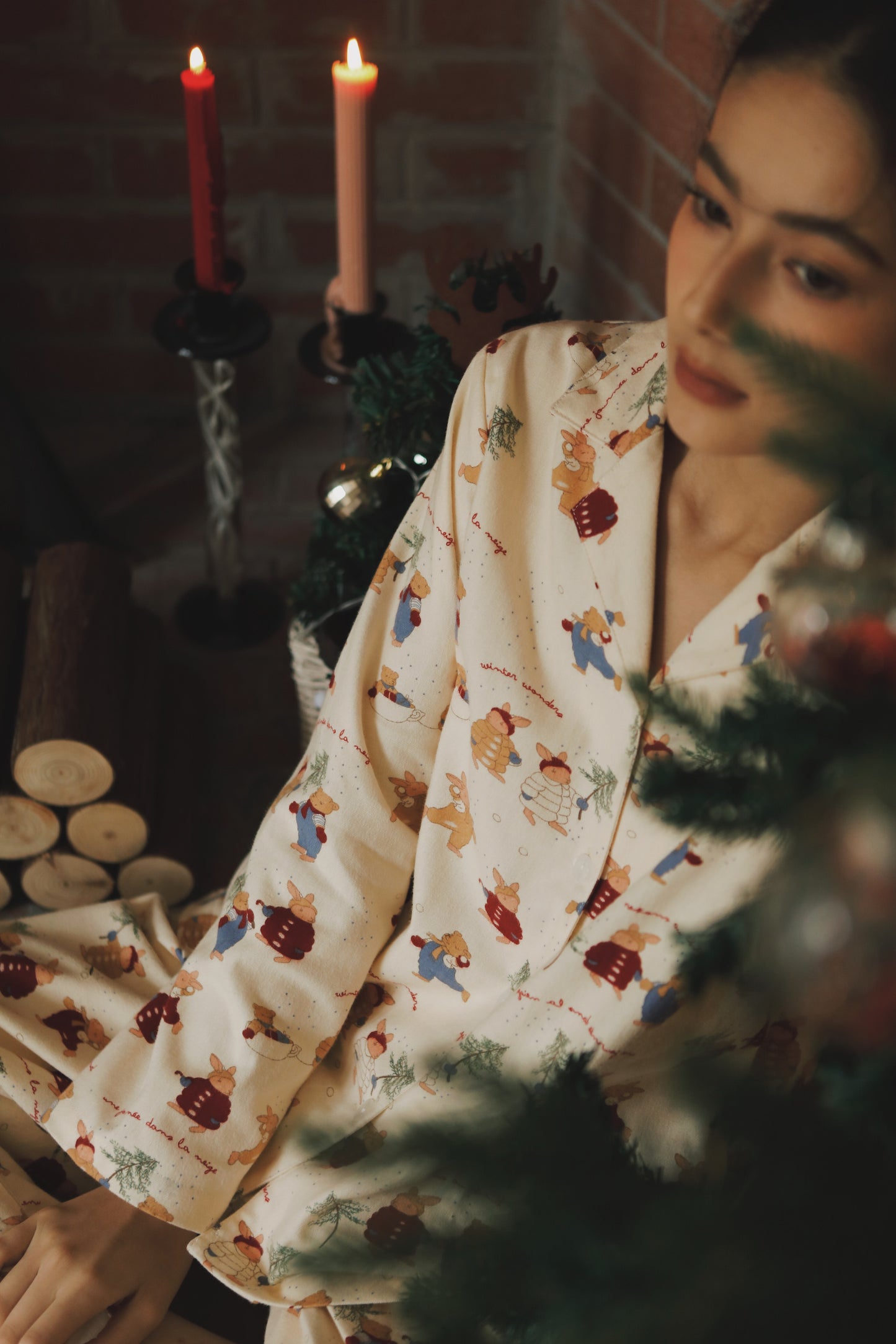 Christmas Rabbit PJS, Christmas bunny pajamas, 100% Cotton pyjamas, Christmas gift