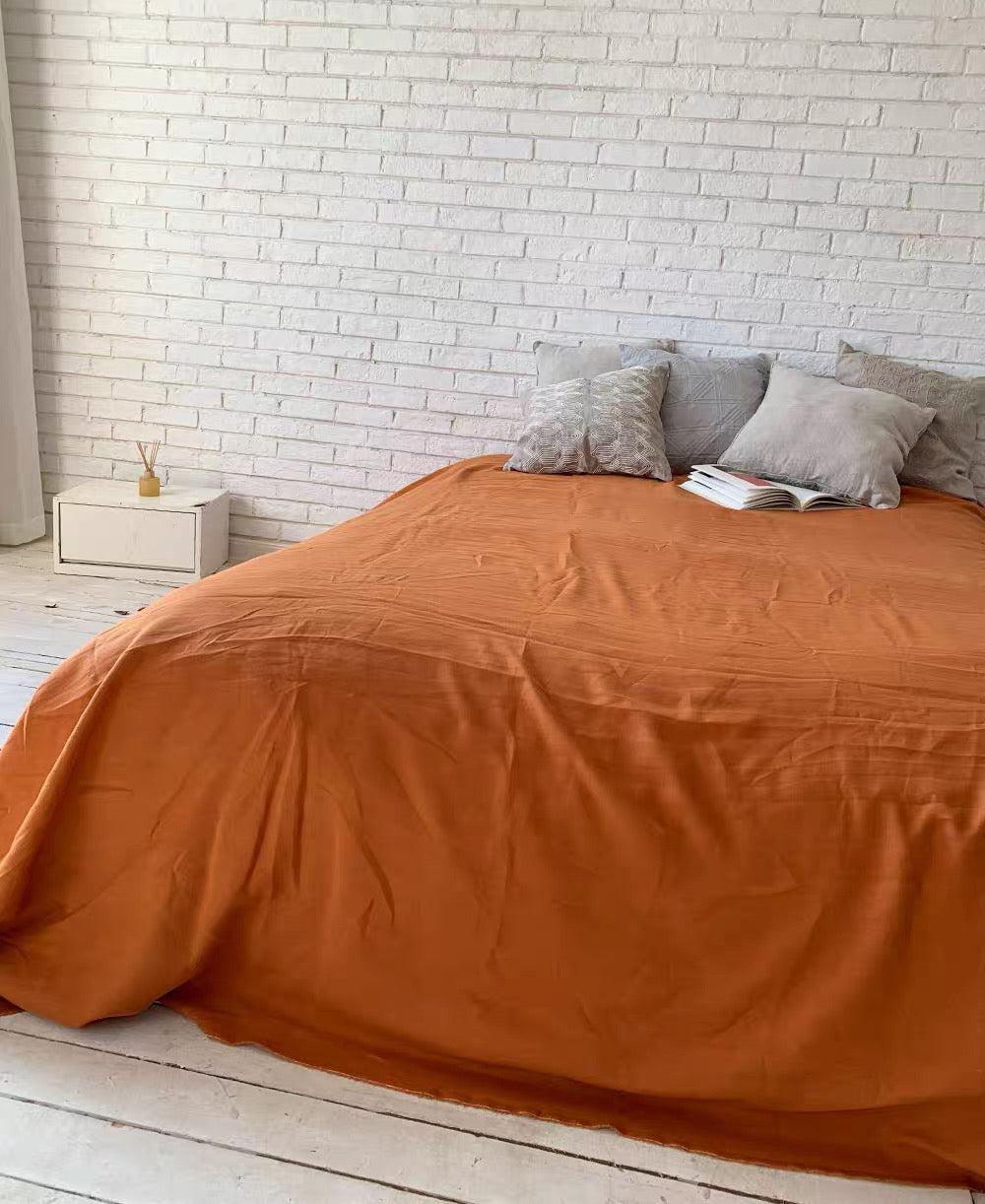 Burnt Orange Linen Fabric by the Meter, Medium Weight, Pre-Washed, Extra Wide 110 Inch