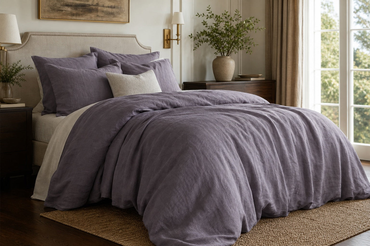 Smoky Mauve Linen Fabric by the Meter, Medium Weight, Pre-Washed, Extra Wide 110 Inch