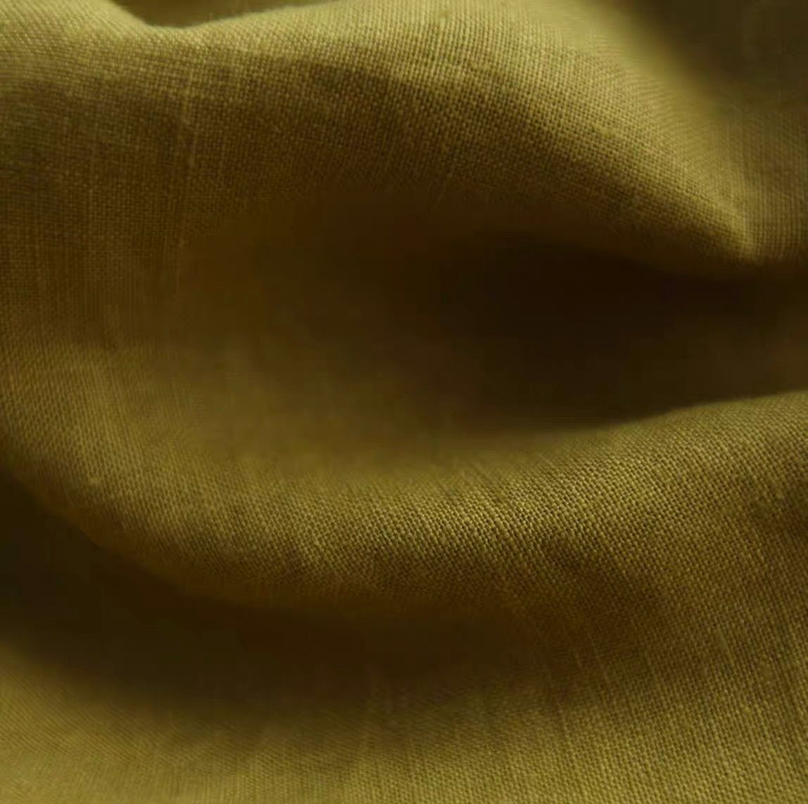 Olive Moss Green Hemp Fabric by the Meter, Medium Weight, Pre-Washed, Extra Wide 110 Inch