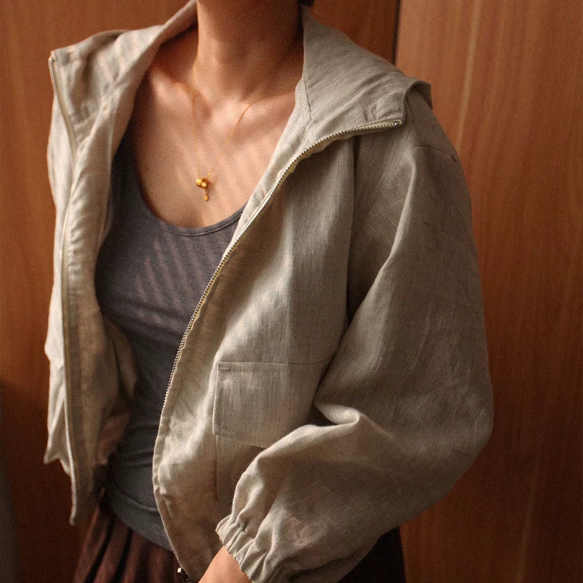 Luxury Linen Cardigan with Hood