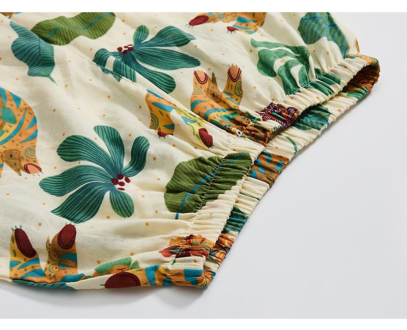Forest Wilderness Print Pajama Set, Cozy Lounging