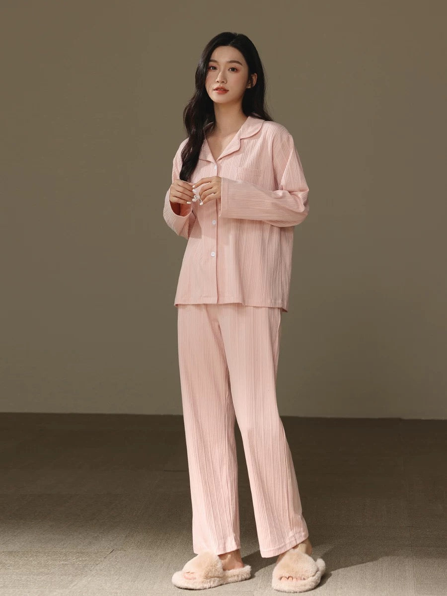 Minimalist Women Pajamas, 100% Cotton Pyjama Set, Pink PJS, Soft sleepwear, Cozy loungewear