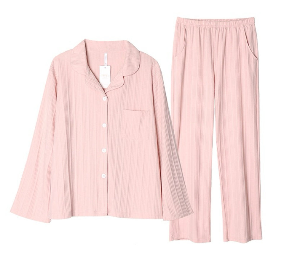Minimalist Women Pajamas, 100% Cotton Pyjama Set, Pink PJS, Soft sleepwear, Cozy loungewear