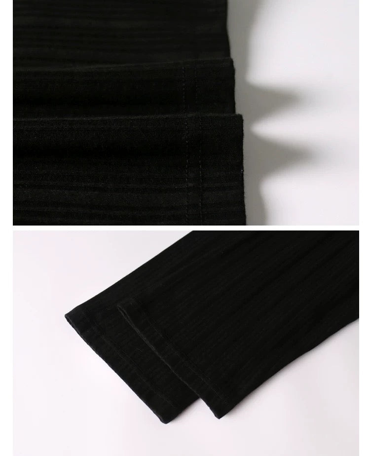 Classic Black Sleepwear, 100% Cotton Women's Lounge Set, Loungewear For Travel