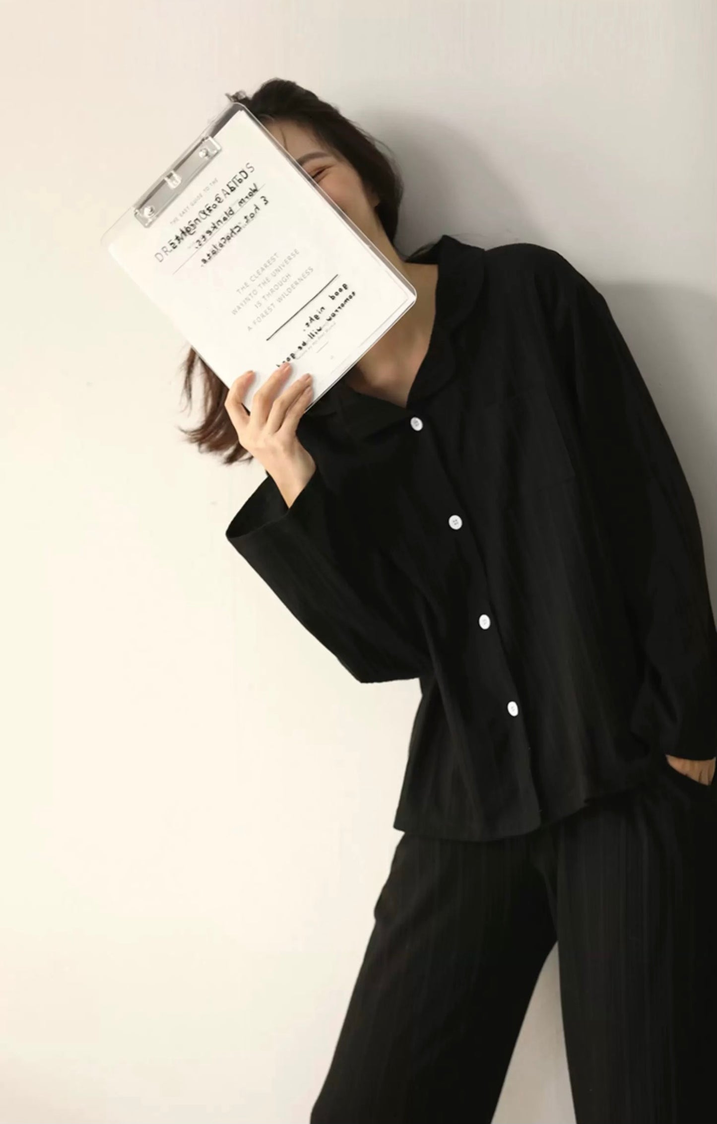 Classic Black Sleepwear, 100% Cotton Women's Lounge Set, Loungewear For Travel