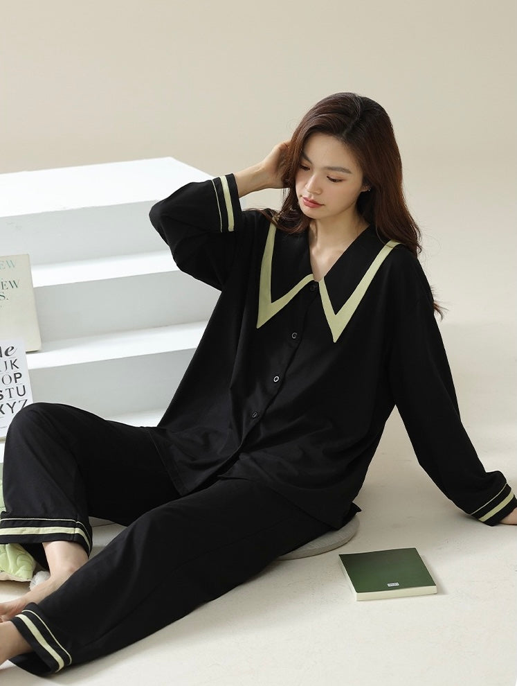 Elegant French Style Loungewear, Cotton Sleepwear, Minimalist Shirt and Pants, Birthday Gift for Her