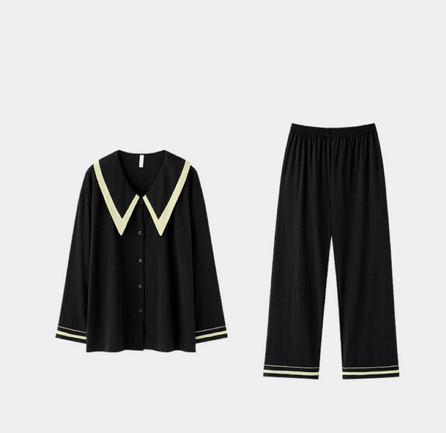 Elegant French Style Loungewear, Cotton Sleepwear, Minimalist Shirt and Pants, Birthday Gift for Her