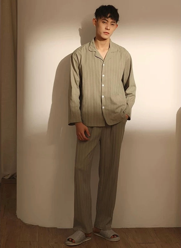 Green Men PJ Set: 100% Cotton Men's Pyjamas, Minimalist Men Loungewear, Men Lounge For Trip, Soft and comfy Sleepwear