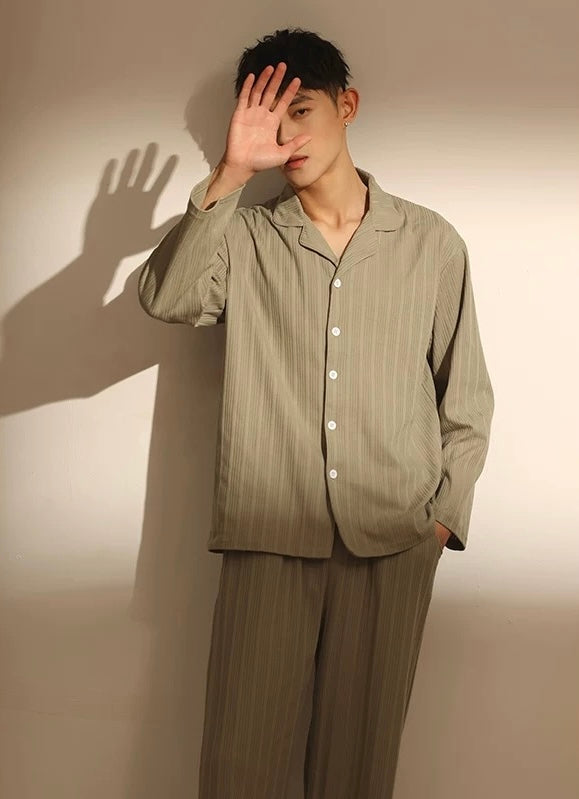 Green Men PJ Set: 100% Cotton Men's Pyjamas, Minimalist Men Loungewear, Men Lounge For Trip, Soft and comfy Sleepwear