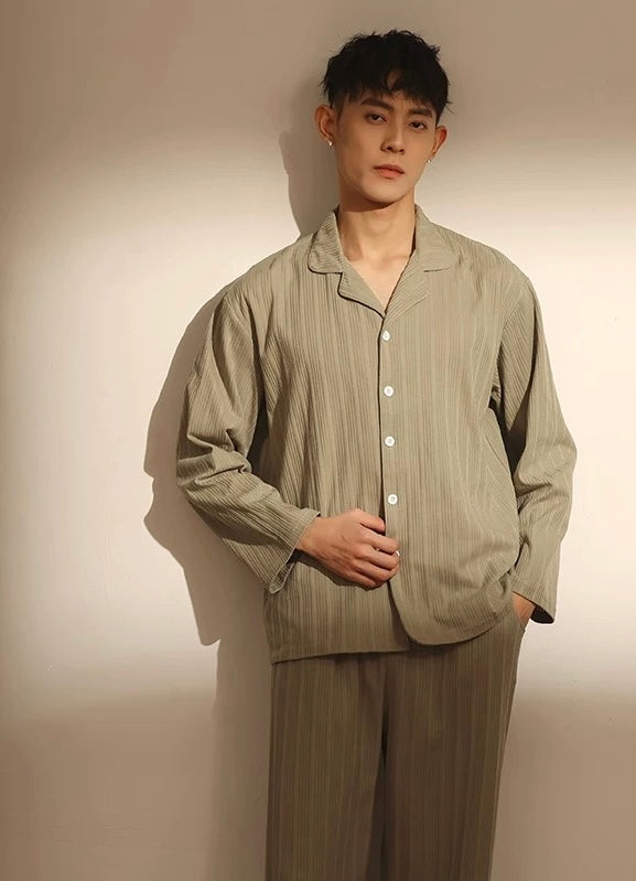 Green Men PJ Set: 100% Cotton Men's Pyjamas, Minimalist Men Loungewear, Men Lounge For Trip, Soft and comfy Sleepwear