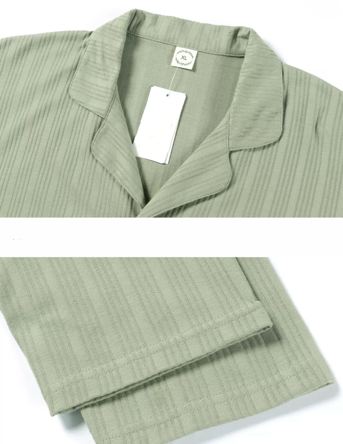 Green Men PJ Set: 100% Cotton Men's Pyjamas, Minimalist Men Loungewear, Men Lounge For Trip, Soft and comfy Sleepwear
