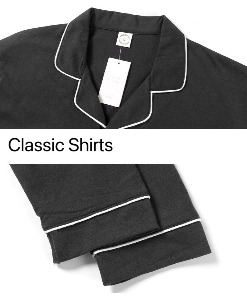 Charcoal Gray Men's PJ Set: 100% Cotton Pyjamas, Minimalist Shirt and Pants for Men, Perfect for Travel, Gift For Him