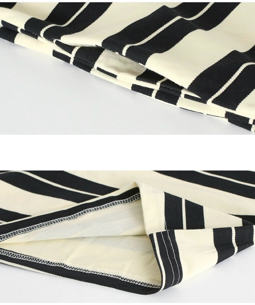 Classic striped dress, Minimalist loungewear, Comfortable Cotton Nightie, Pure Cotton Nightgown, Casual Outfit