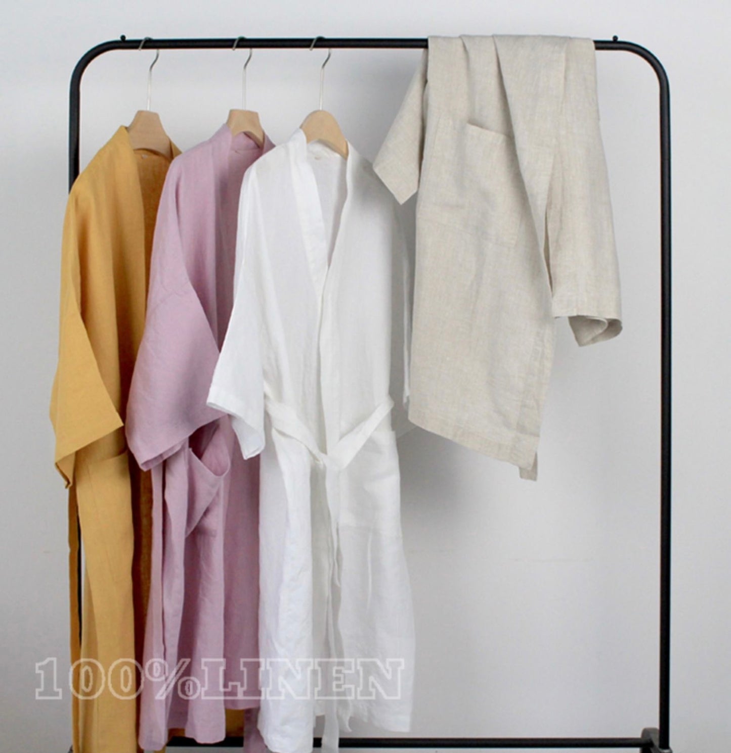 Handmade Linen Bathrobe – Unisex Loungewear, Custom Colors & Sizes