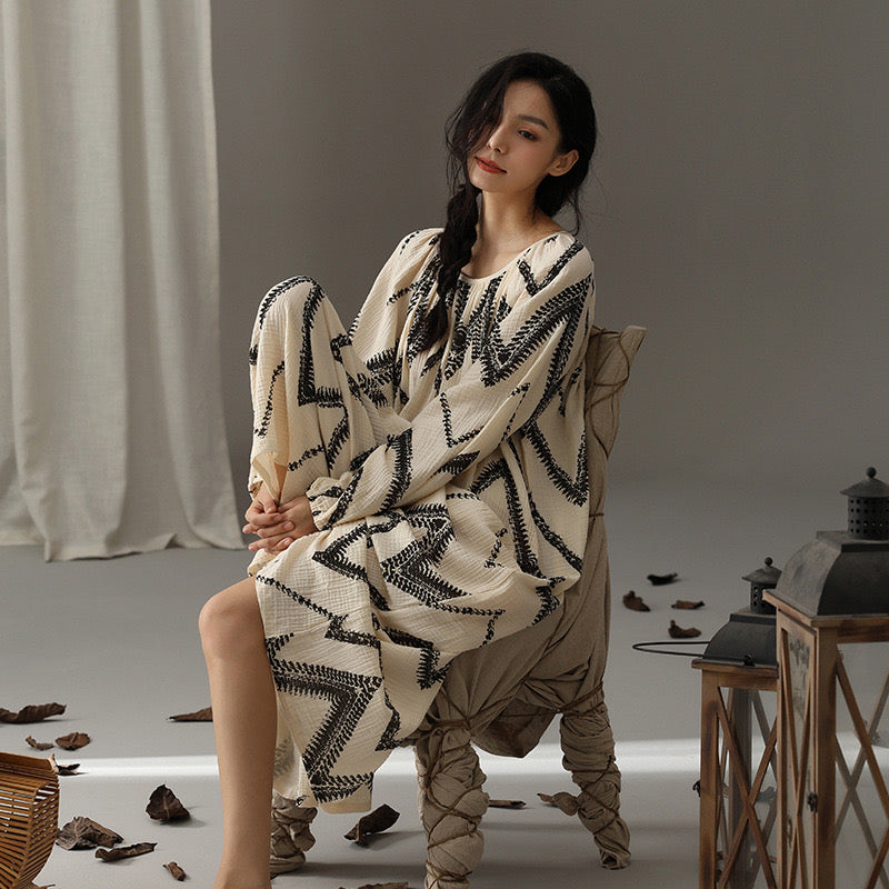 Cotton Boho Loungewear Maxi Dress