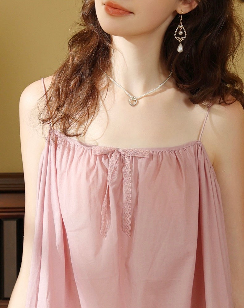 Pink Cotton short Slip Dress with delicate spaghetti straps