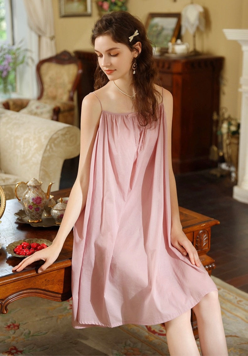 Pink Cotton short Slip Dress with delicate spaghetti straps
