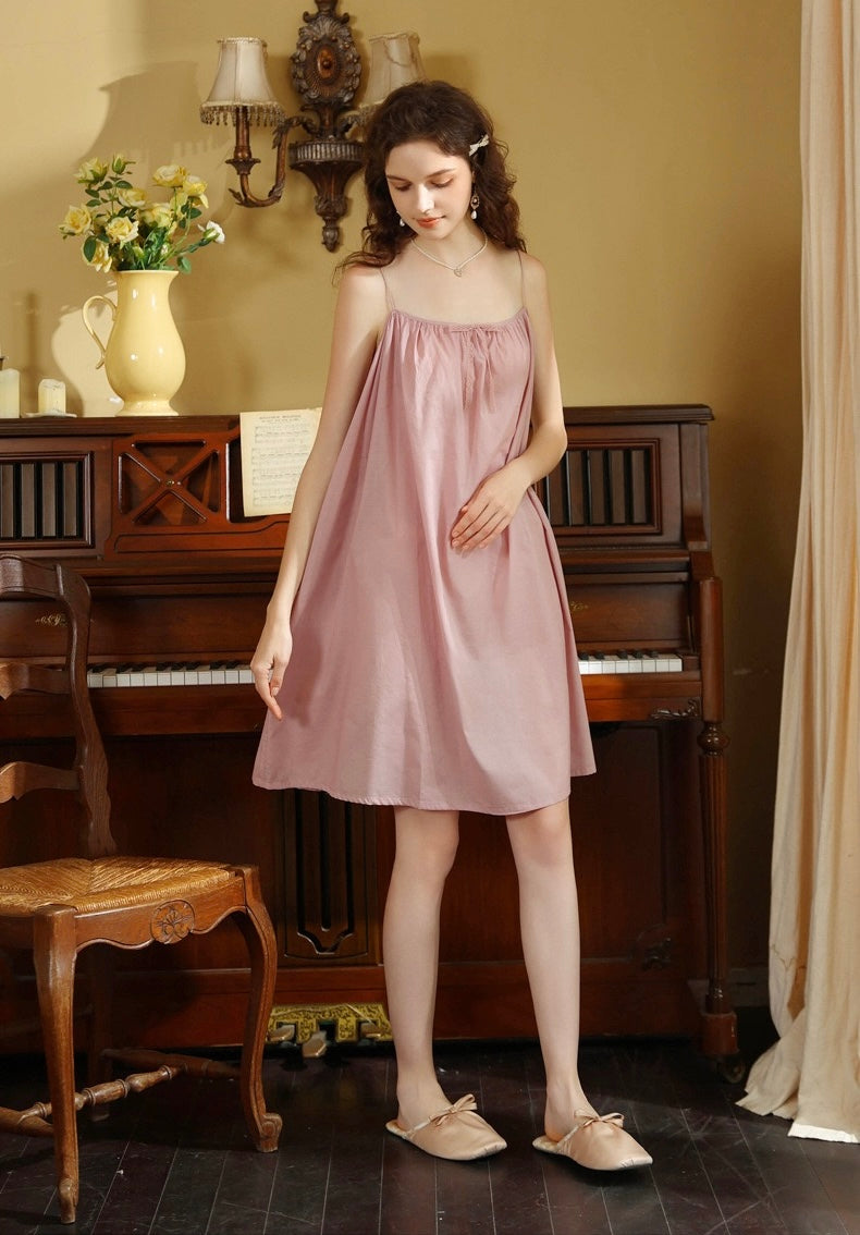 Pink Cotton short Slip Dress with delicate spaghetti straps