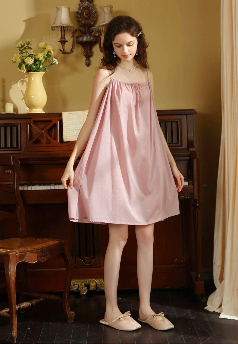 Pink Cotton short Slip Dress with delicate spaghetti straps