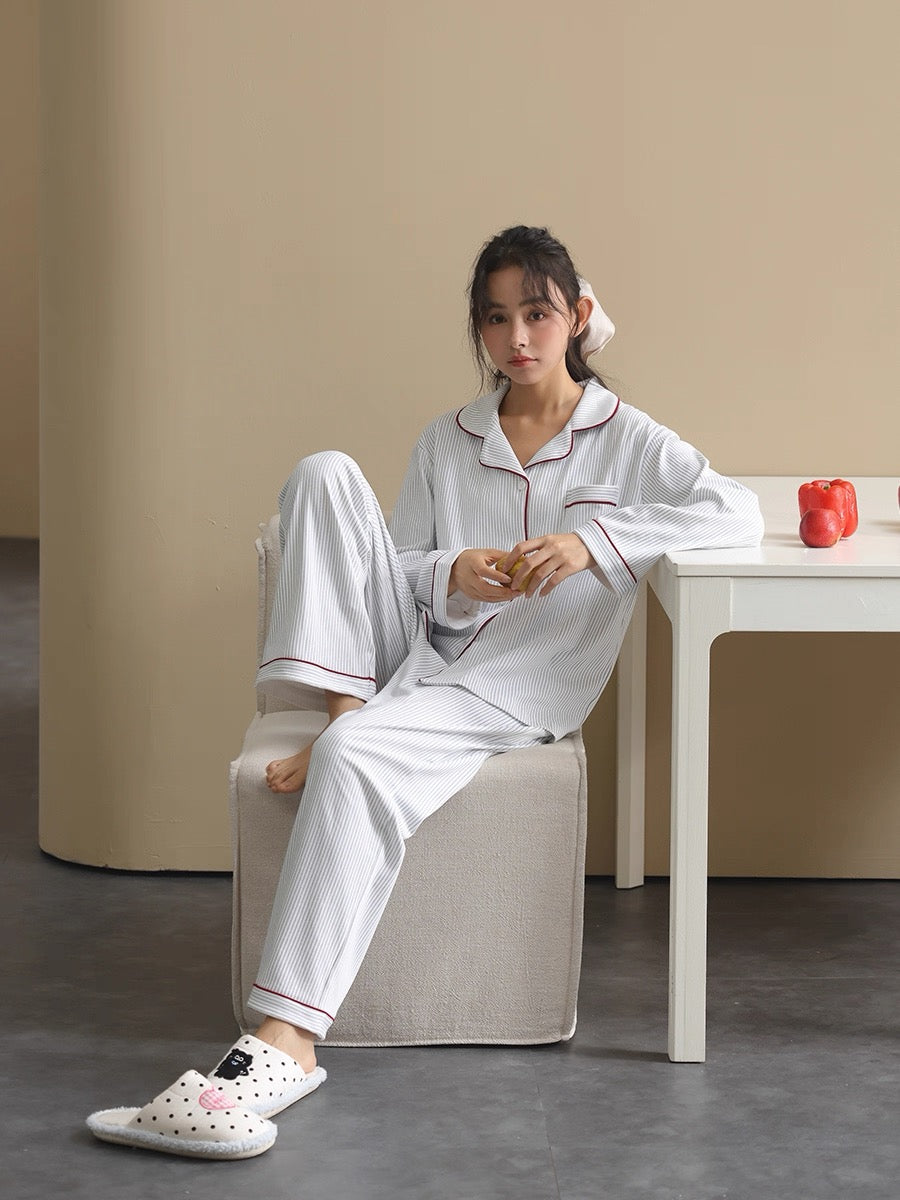 Women’s Cotton Pajamas – Classic Striped Sleepwear for Cozy Nights & Gift Giving