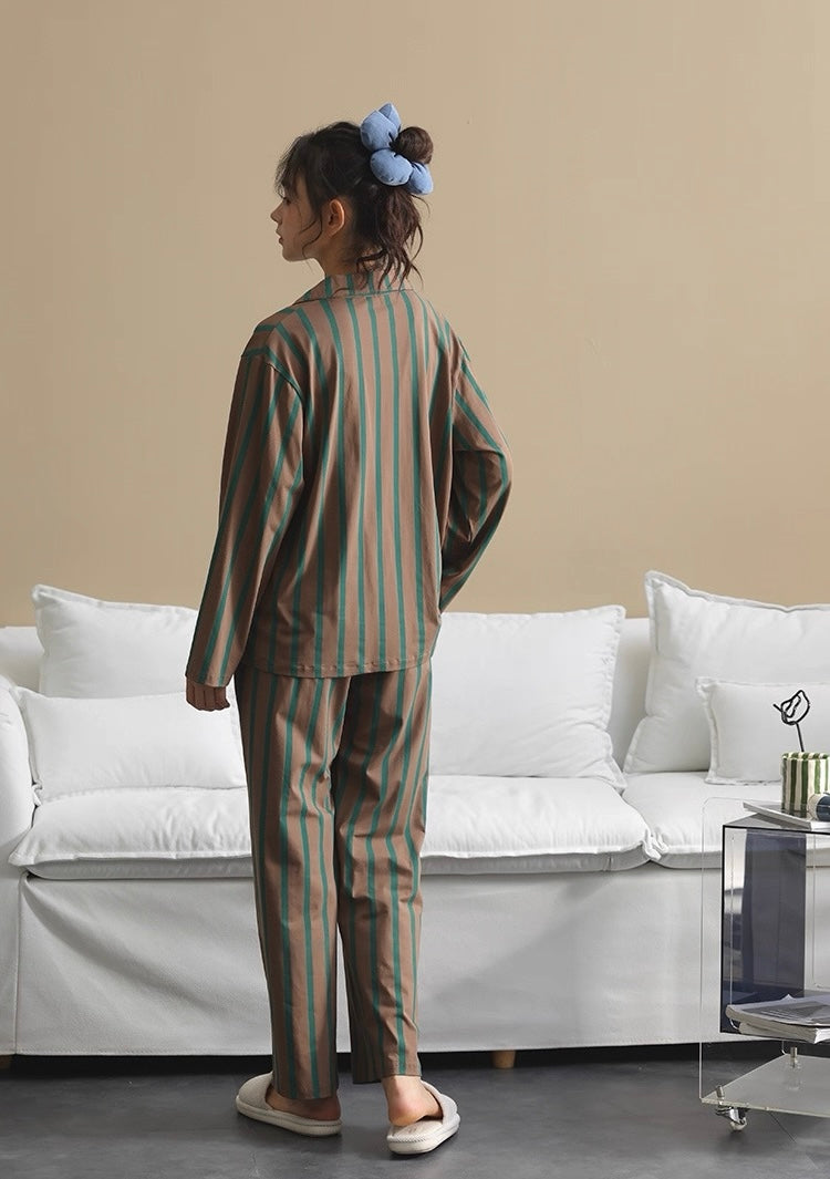 Women’s Striped Pajama Set– Soft Sleepwear with Dog Embroidery, Gift-Ready Loungewear