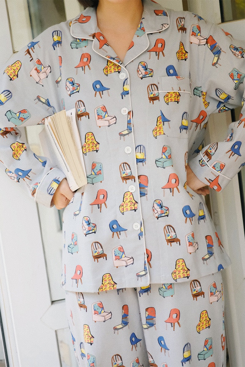 Women’s Brushed Cotton Pajama Set – Soft All-Cotton Sleepwear with Cute Print, Gift-Ready