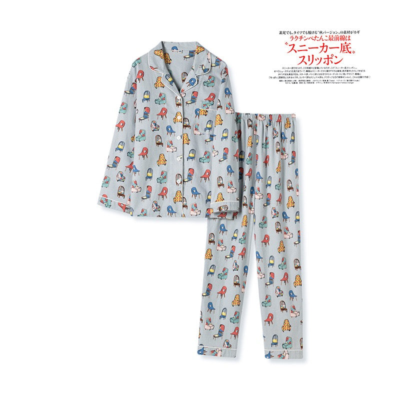 Women’s Brushed Cotton Pajama Set – Soft All-Cotton Sleepwear with Cute Print, Gift-Ready