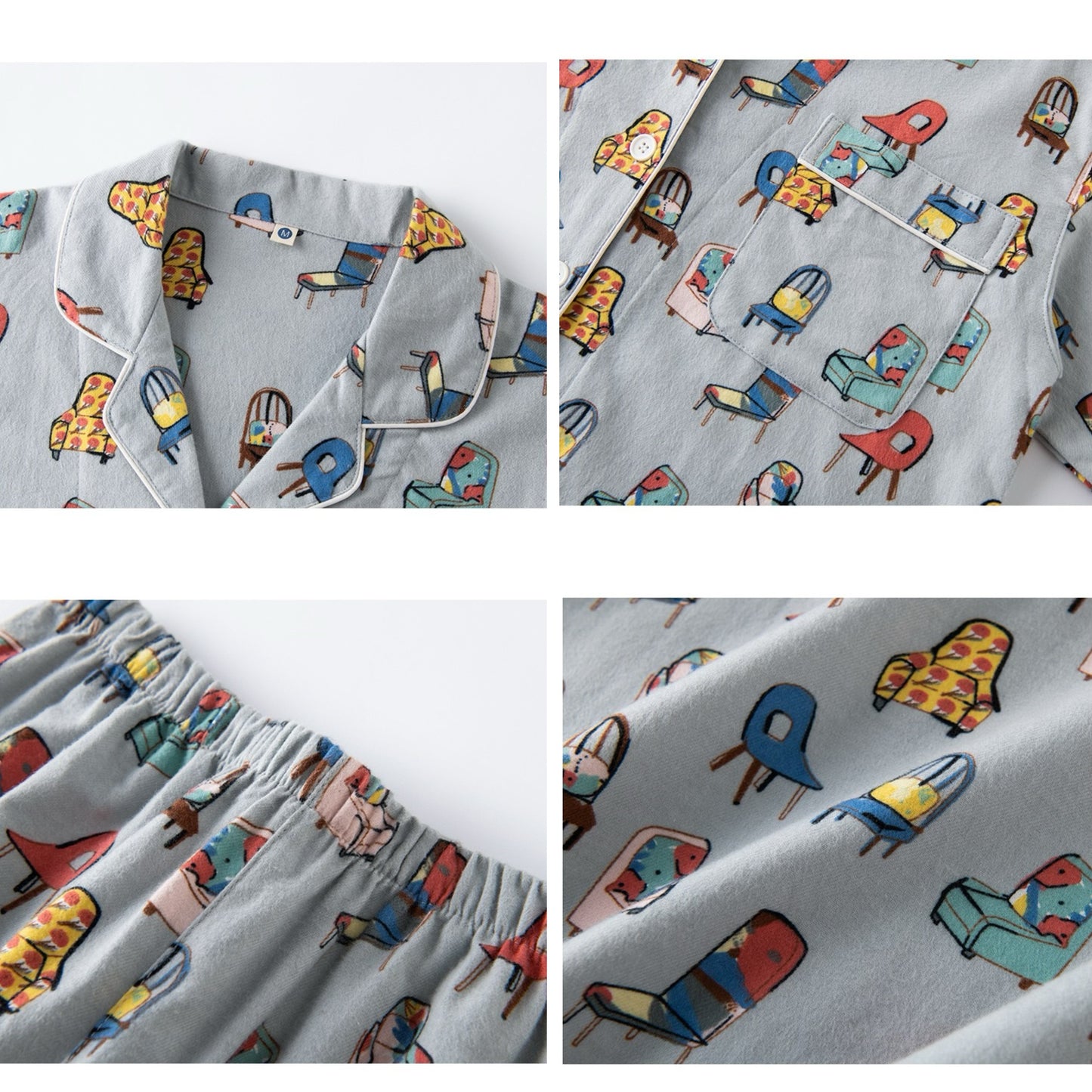 Women’s Brushed Cotton Pajama Set – Soft All-Cotton Sleepwear with Cute Print, Gift-Ready