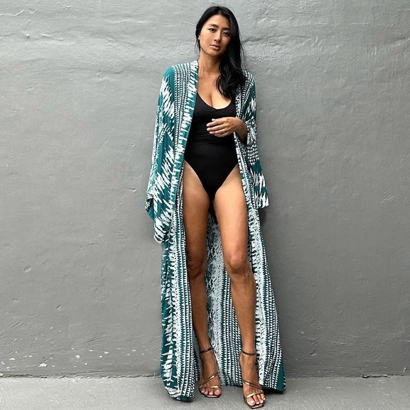 Boho Kimono Cover Up Women’s Long Beach Cardigan | Summer Swimwear Robe