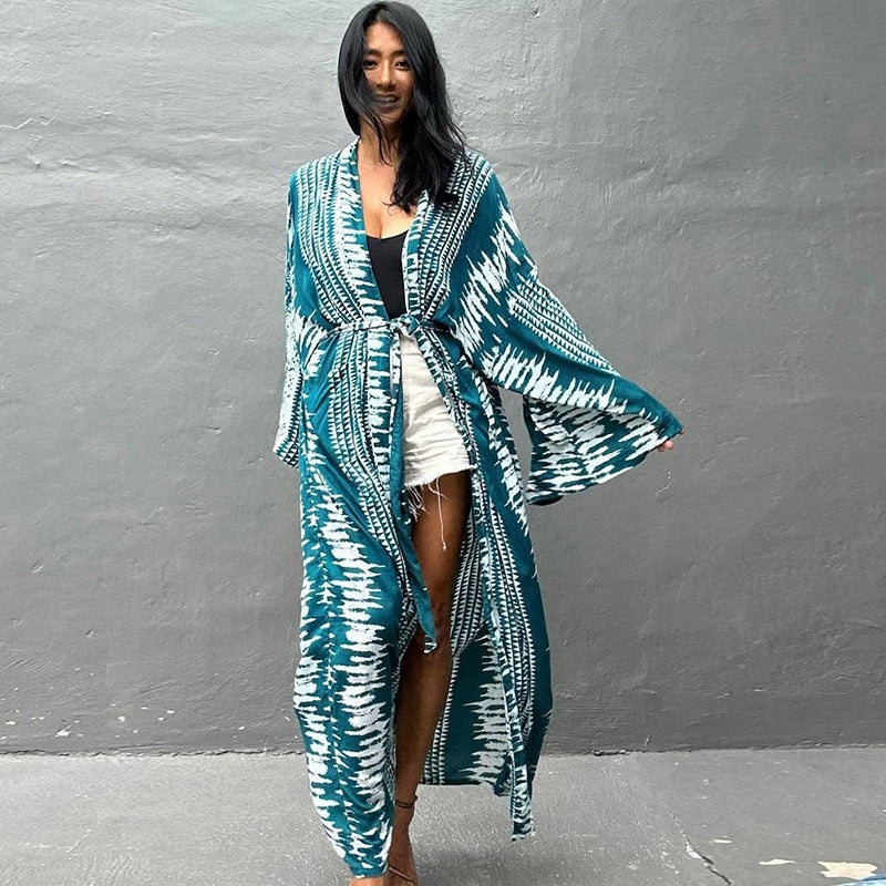 Boho Kimono Cover Up Women’s Long Beach Cardigan | Summer Swimwear Robe