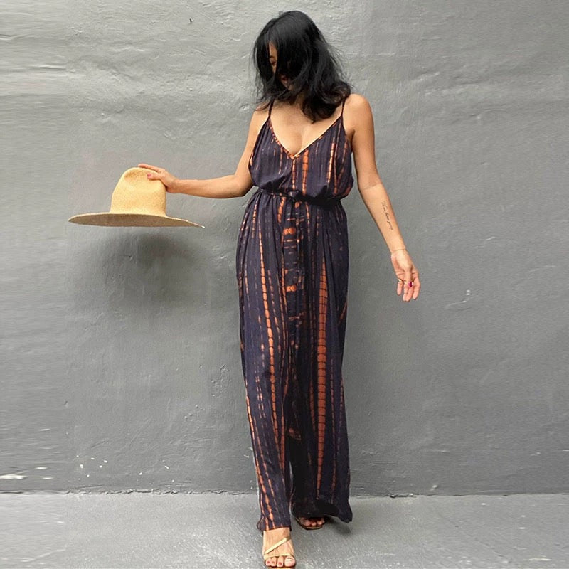 Boho Tie Dye Maxi Dress Jumpsuit | Women’s Beach & Vacation Outfit
