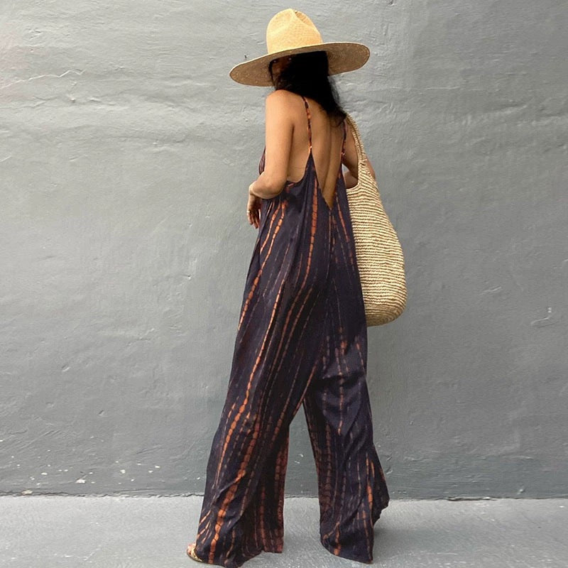 Boho Tie Dye Maxi Dress Jumpsuit | Women’s Beach & Vacation Outfit