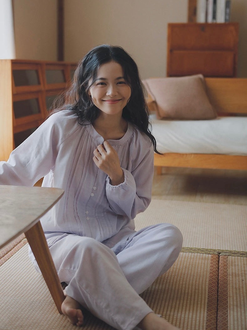 Women’s 100% Cotton Pajamas Set – Breathable Double Gauze Sleepwear