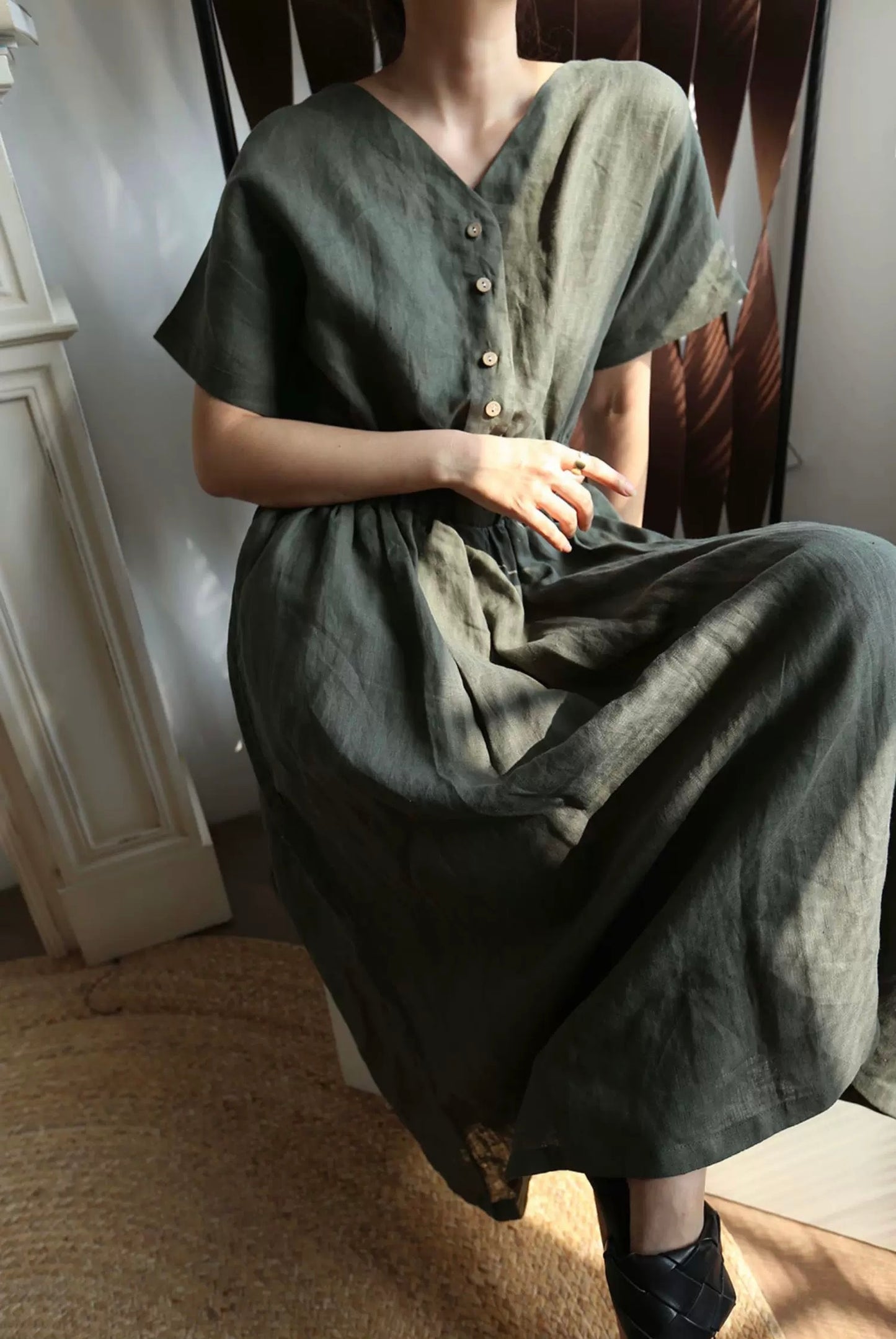 Handmade Linen Maxi Dress – Custom Color, Minimalist Slow Fashion Gift