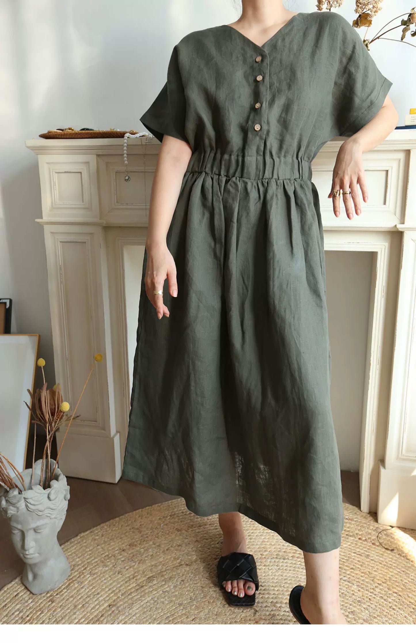 Handmade Pure Linen Maxi Dress – Minimalist, Natural & Custom Fit