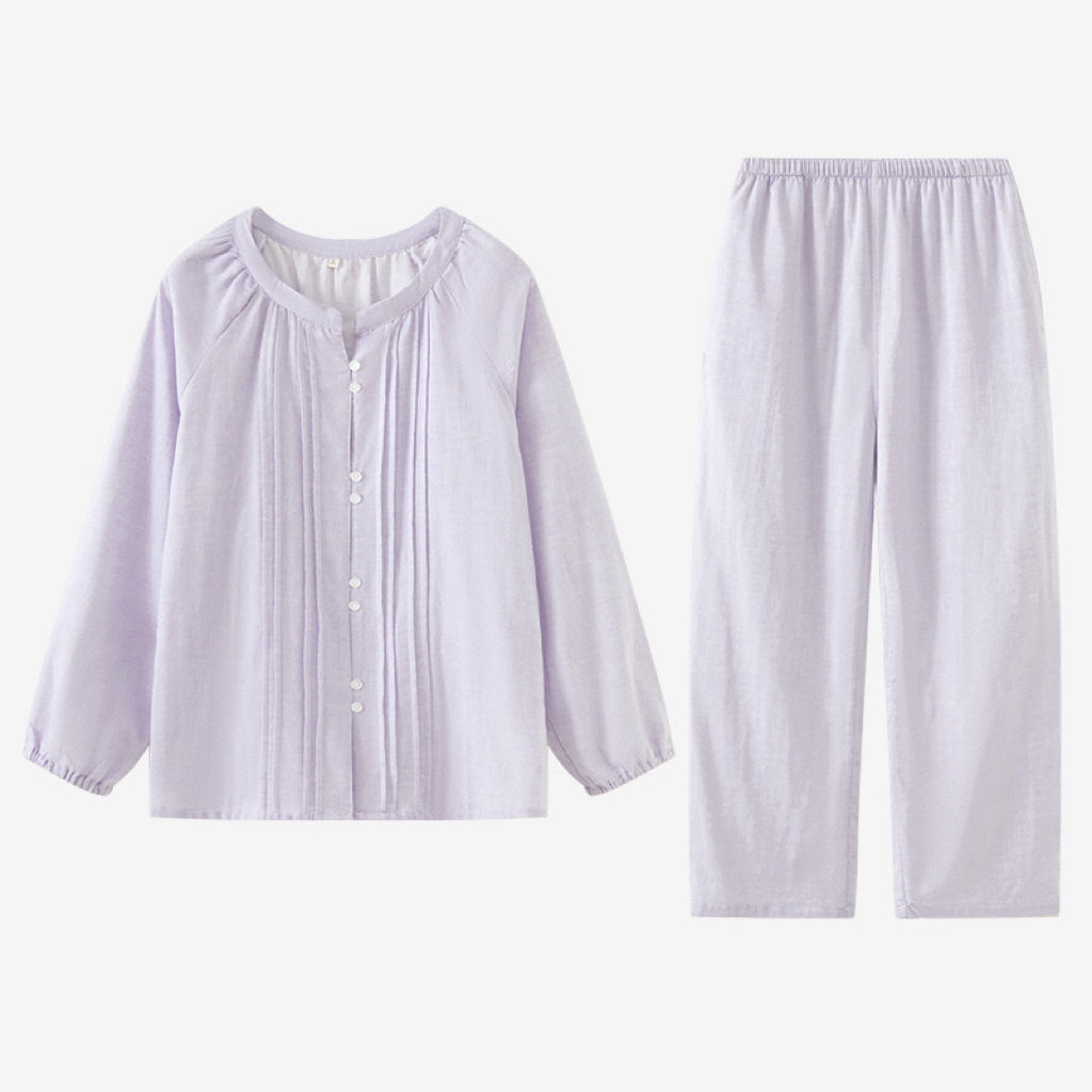 Women’s 100% Cotton Pajamas Set – Breathable Double Gauze Sleepwear