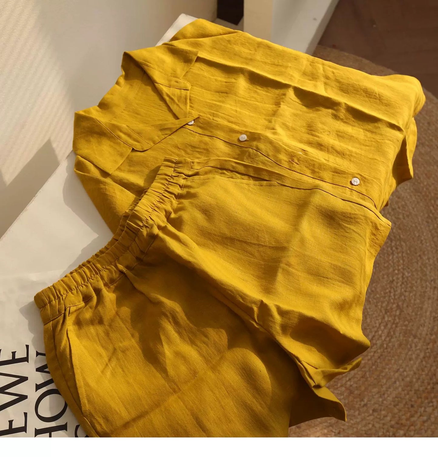 Handmade Linen Shirt & Shorts Set – Custom Colors, Summer Loungewear