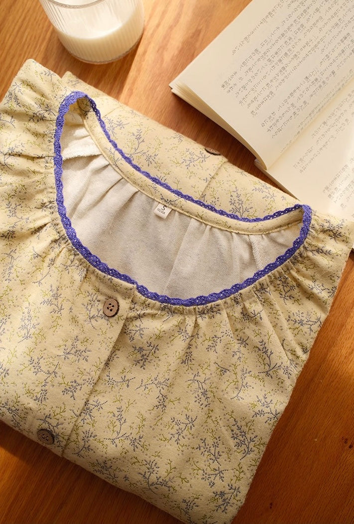 Vintage Floral Pajama Set for Women – Cottagecore Loungewear for Home & Gatherings