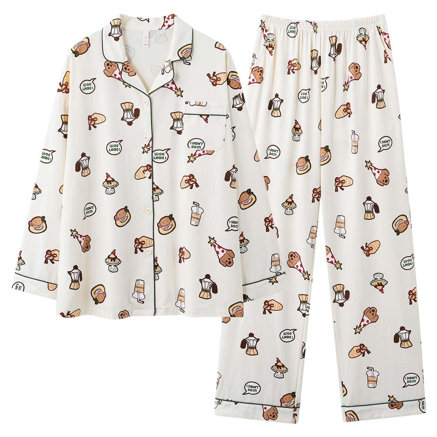 Cartoon Print Cotton Pajamas Set for Couples – Cozy Homewear Loungewear