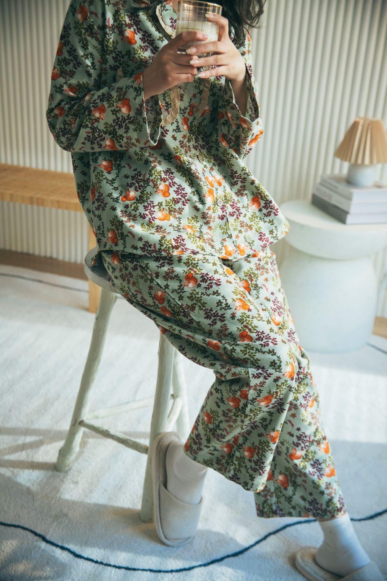 Funny Squirrel PJS, Cute animal print, Vintage pyjamas set, Christmas gift