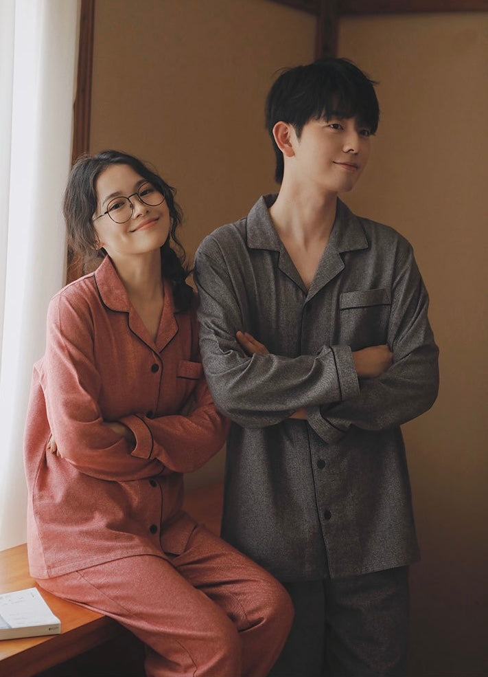 Brushed Cotton Couple Pajama Set – Cozy Matching His & Hers Winter Loungewear