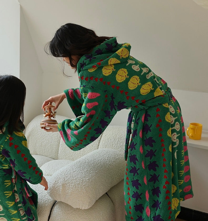 Matching Family Bathrobe – Soft Absorbent Hooded Robe for Mommy and Me