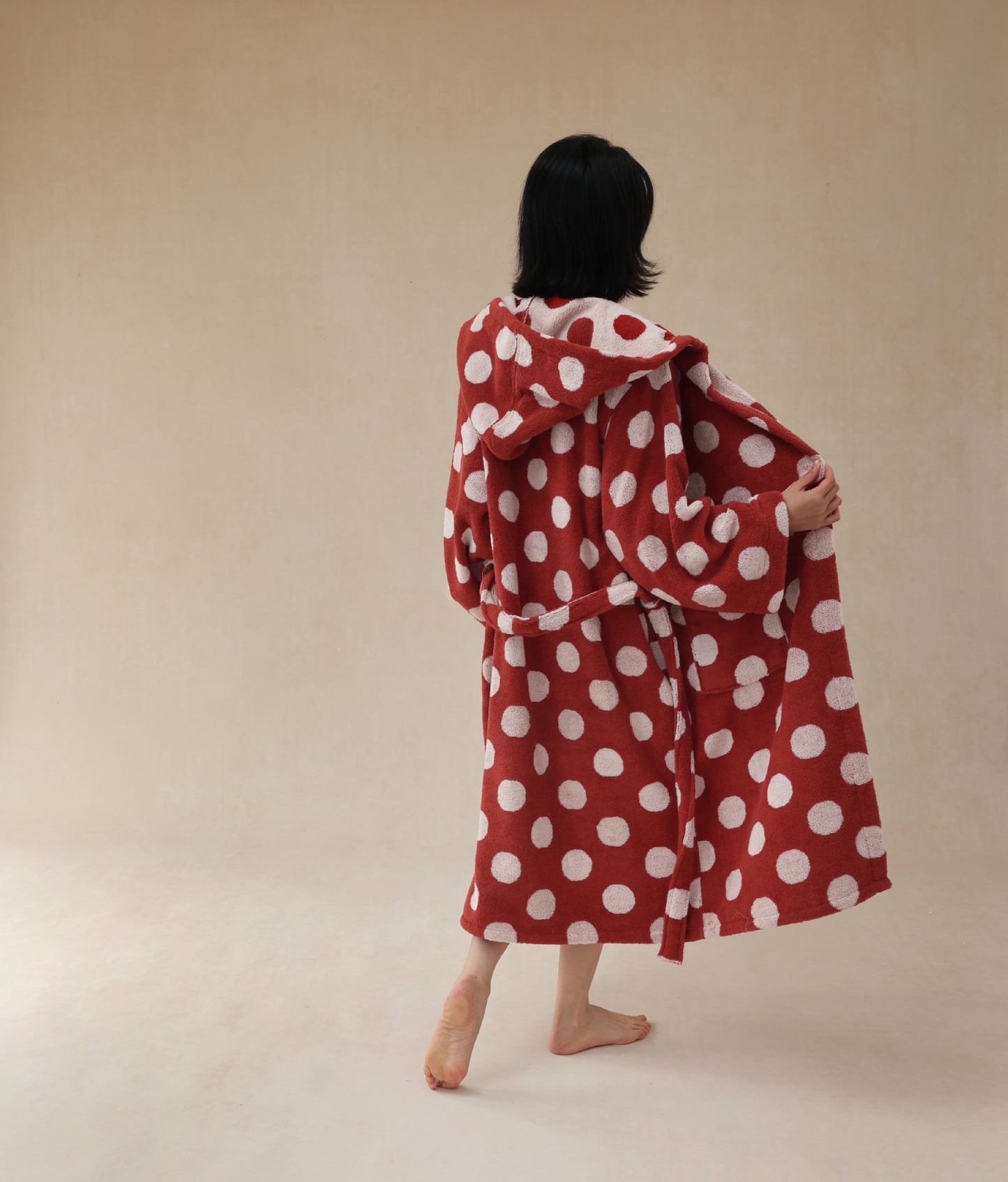 Matching Red Polka Dot Family Bathrobes – Soft Cotton Hooded Robe Set