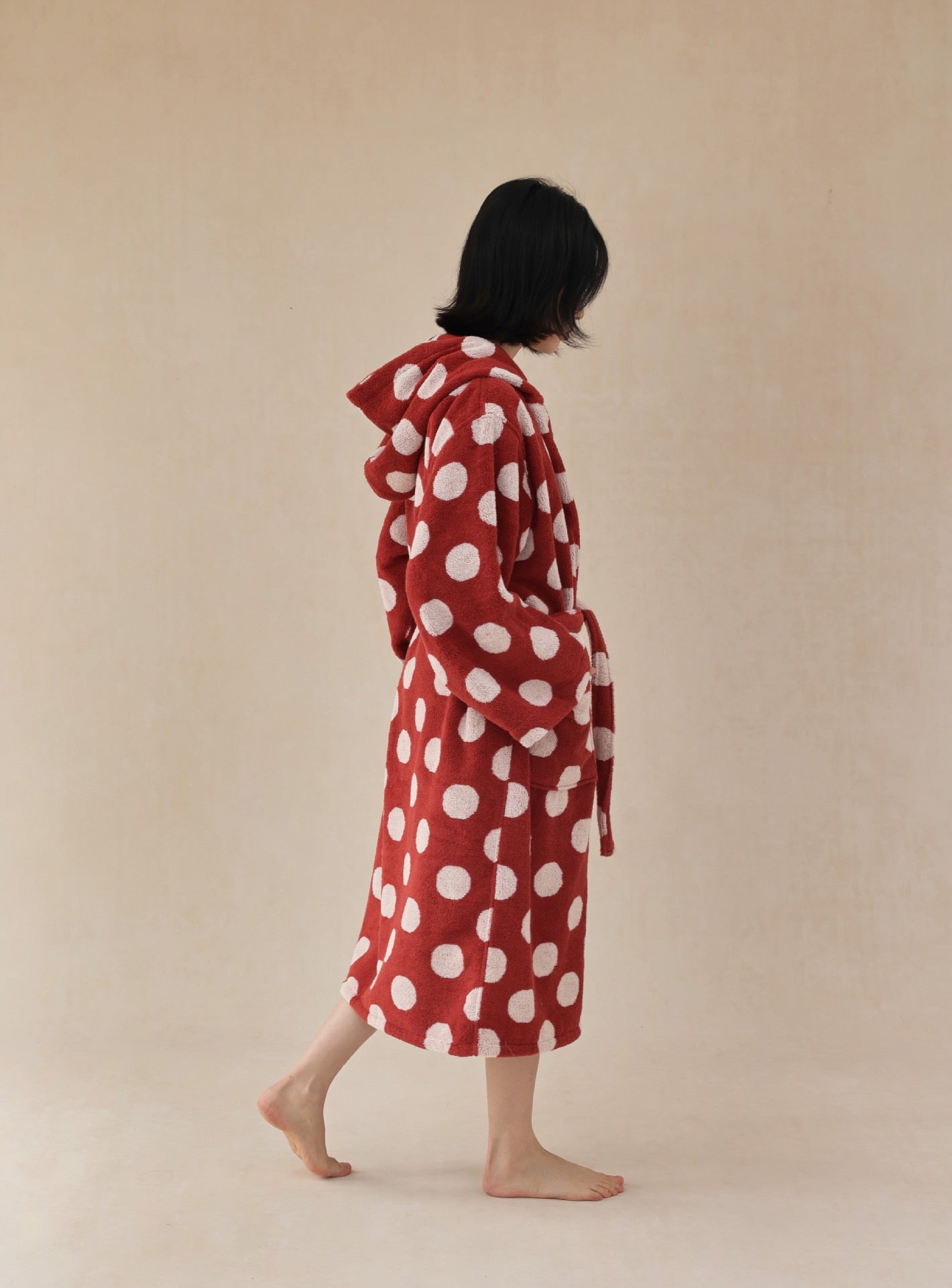 Matching Red Polka Dot Family Bathrobes – Soft Cotton Hooded Robe Set
