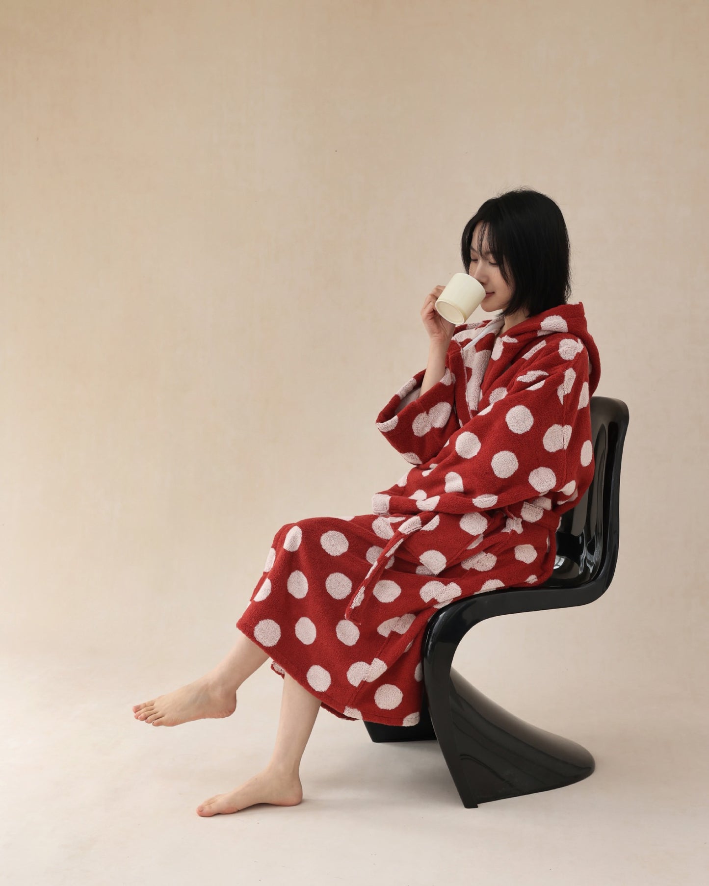 Matching Red Polka Dot Family Bathrobes – Soft Cotton Hooded Robe Set