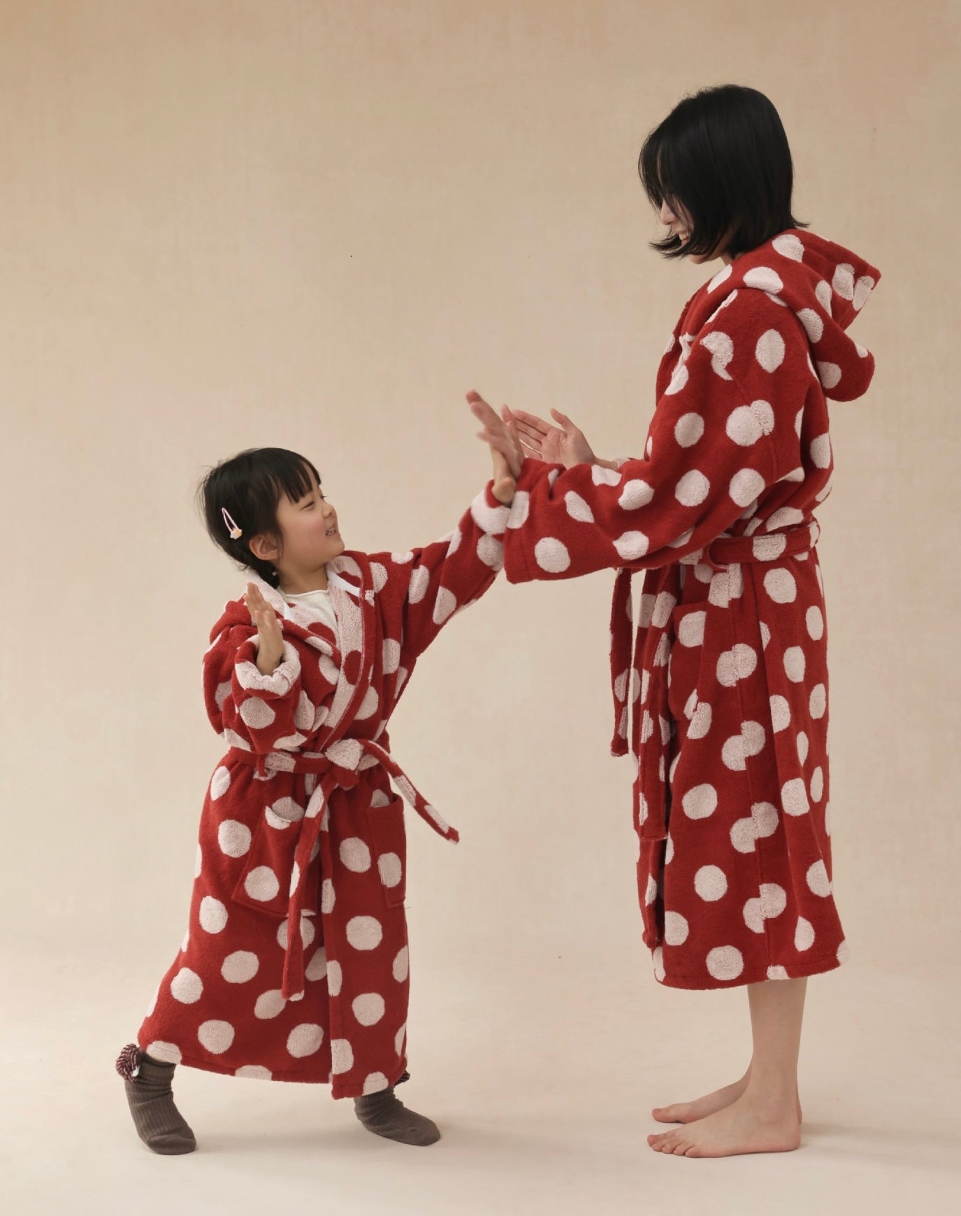 Matching Red Polka Dot Family Bathrobes – Soft Cotton Hooded Robe Set