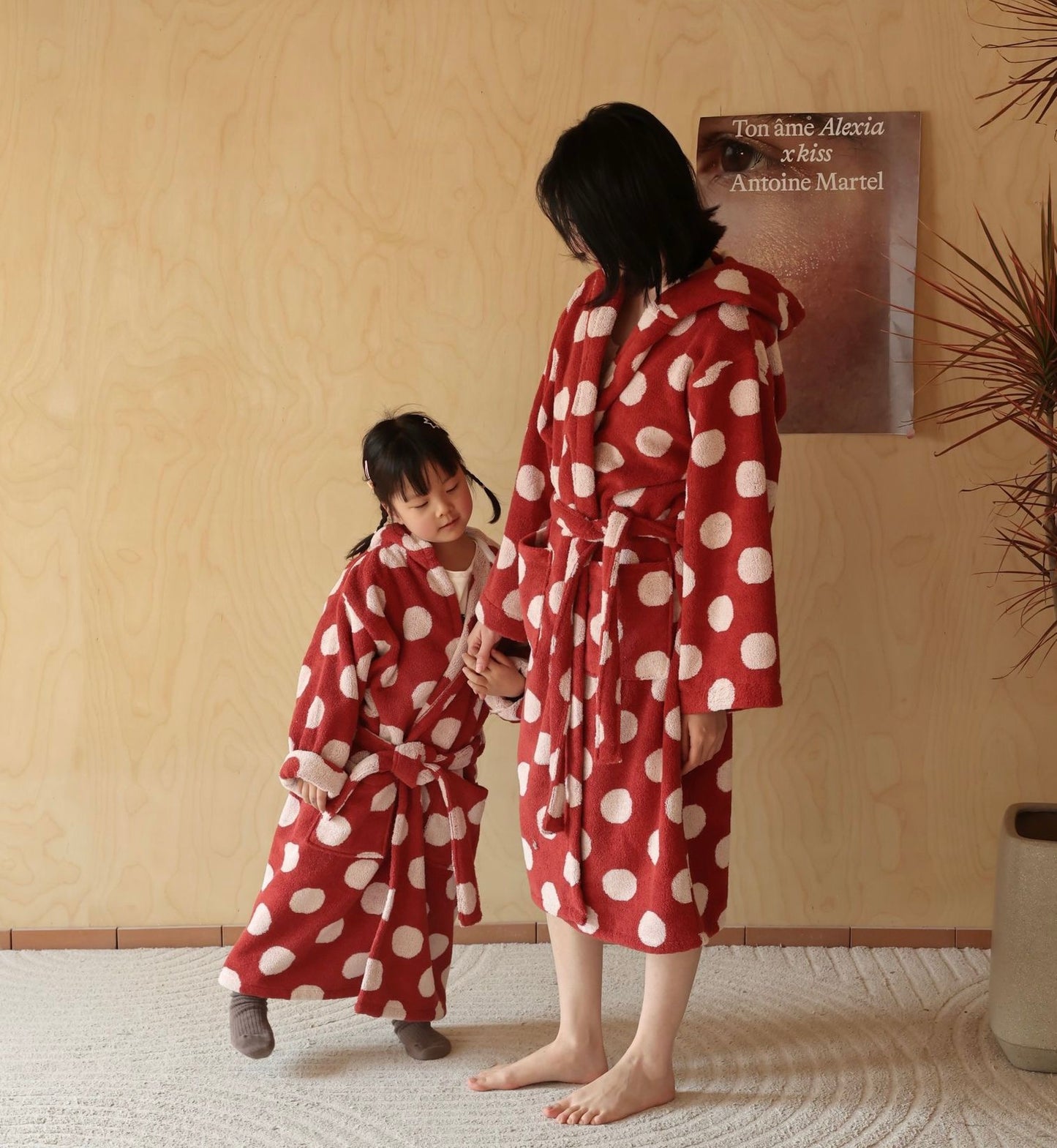 Matching Red Polka Dot Family Bathrobes – Soft Cotton Hooded Robe Set